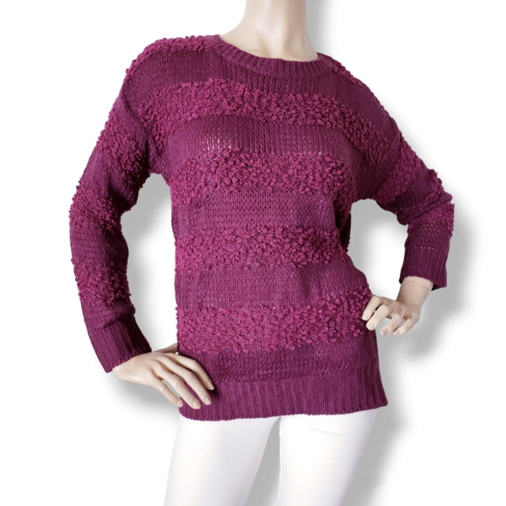 Forever 21 Burgundy Boucle Paneled Sweater